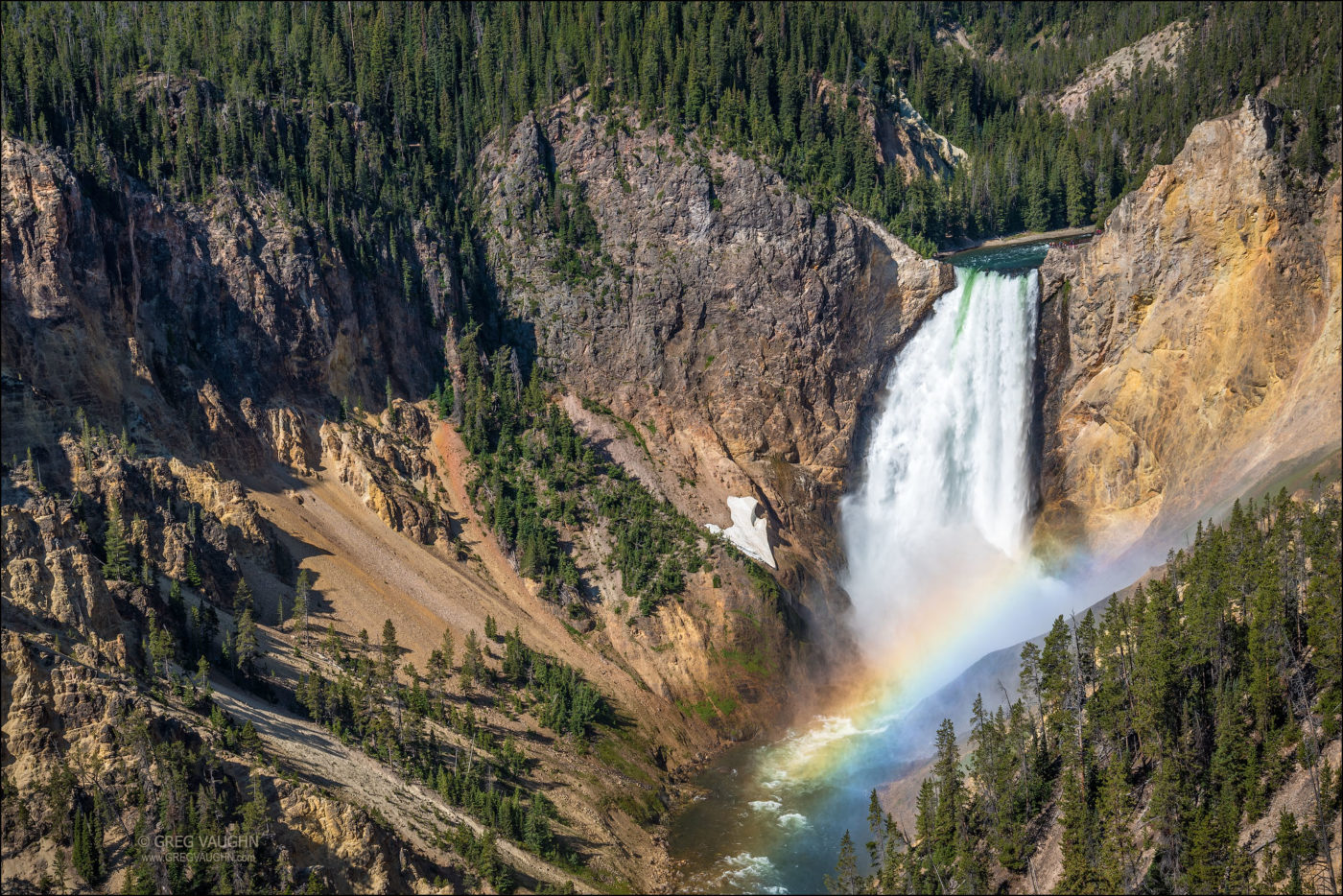 Rainbow at the base of Lower Falls on the Yellowstone River