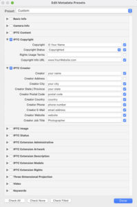 Creating a Preset to add Metadata on Import in Lightroom | Wanders and ...